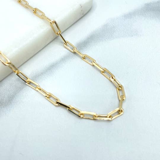 18k Gold Filled 3mm Paperclip Chain or Bracelet for wholesale by Luxus Accessories
