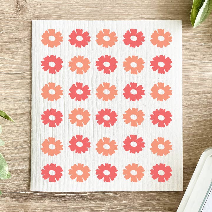 Red Flowers Pattern - Swedish Dishcloth for wholesale by Lissi Designs
