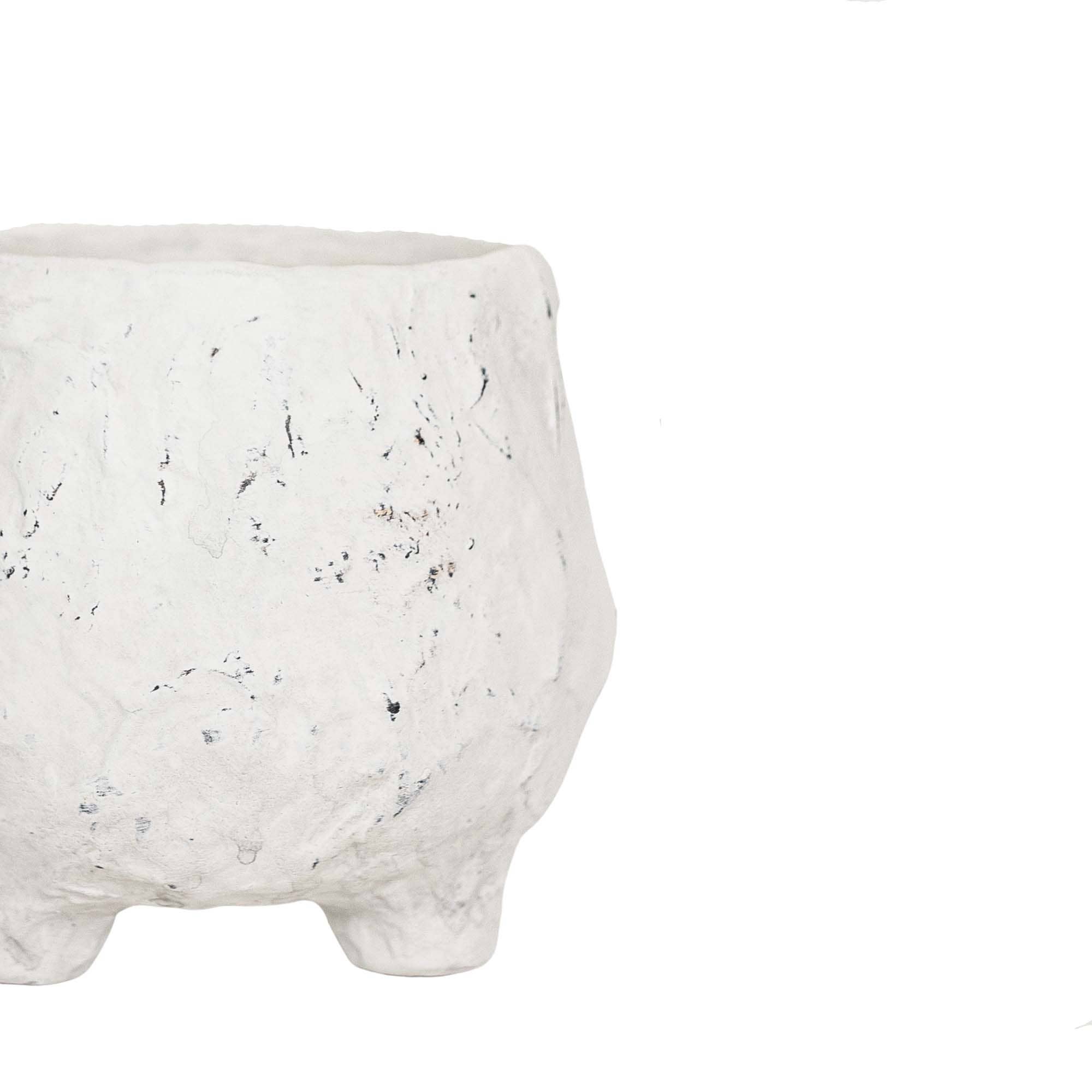 Foreside Home & Garden - Wholesale Plant Pot - Ambrosine Distressed Footed Garden Ceramic Planter Pot White1