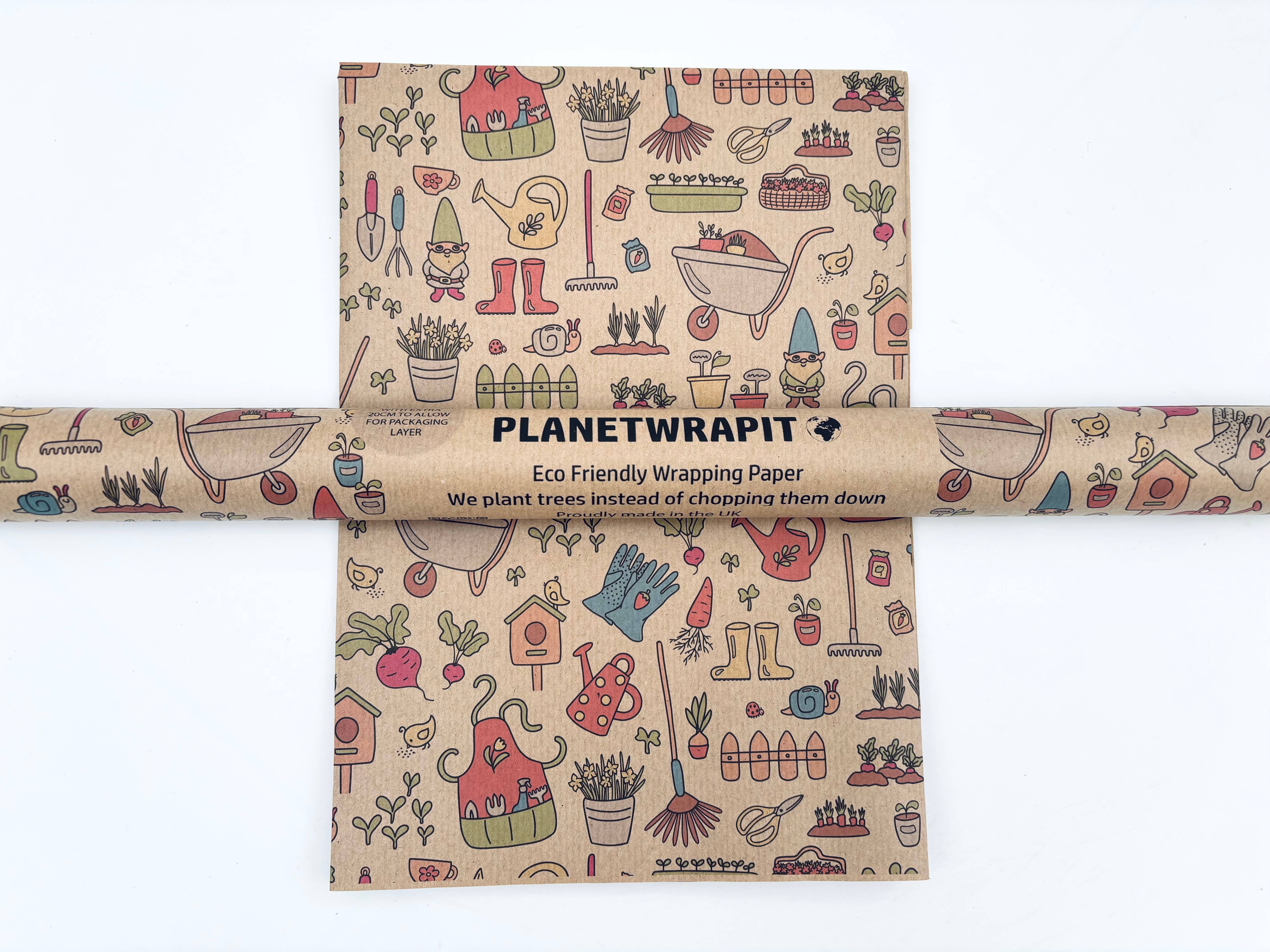 PlanetWrapIt - Wholesale Wrapping Paper Roll - In the Garden Recycled Kraft Wrapping Paper Gift Wrap 2