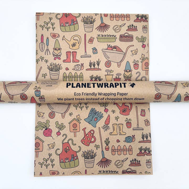 PlanetWrapIt - Wholesale Wrapping Paper Roll - In the Garden Recycled Kraft Wrapping Paper Gift Wrap 2
