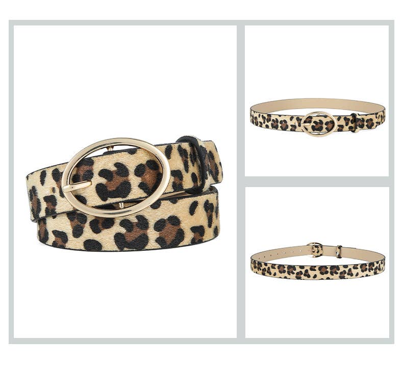 Lily Clothing - Wholesale Belt - Women's - LEOPARD PRINT PU LEATHER BELT WITH ROUND BUCKLE8