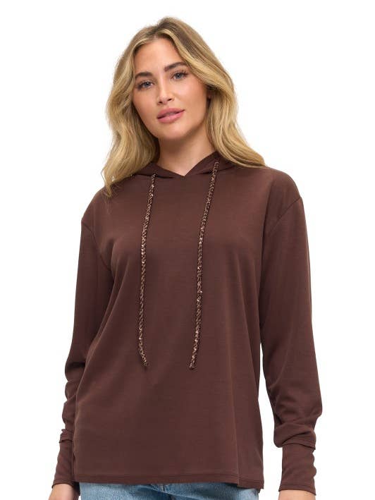 Langarm-Hoodie mit Pailletten-Detail für den Großhandel von Ariella USA