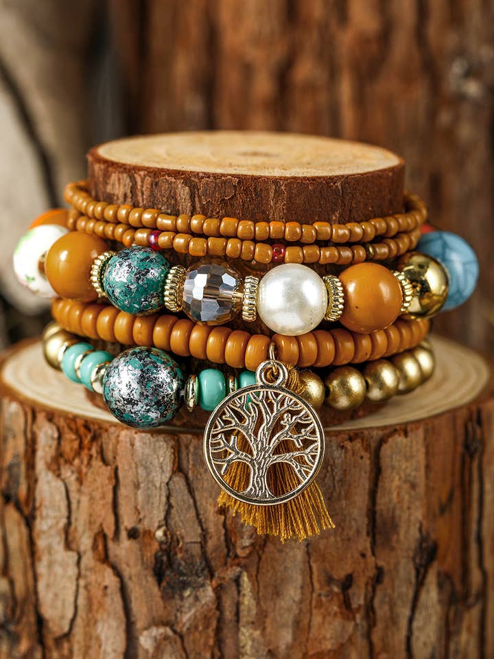 5pcs Boho Beaded Turquoise Bracelets Set for wholesale by 1 the Woman