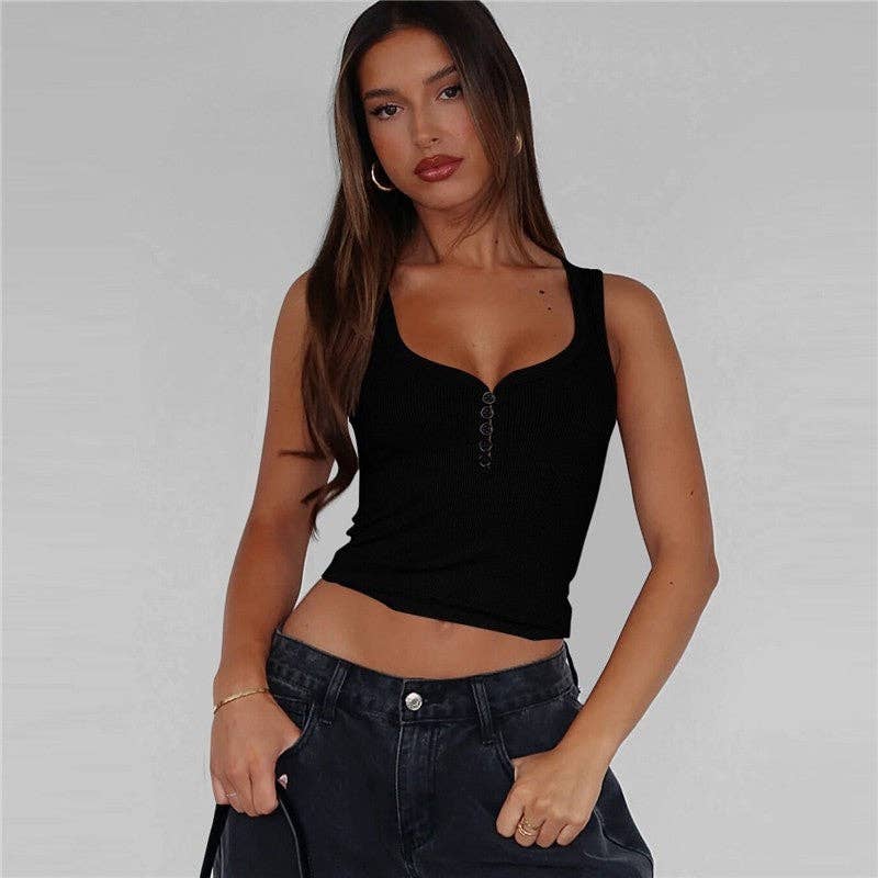 OceanusSwim – wholesale Tank top – Women′s – Low U-Neckline Sleeveless Tank Top With Exposed Collarbones5