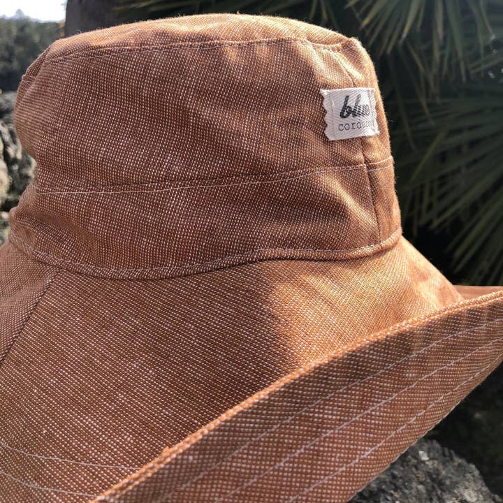 Blue Corduroy - Wholesale Bucket Hat - Women's - Linen Wide Brim Sun Hat - Rust