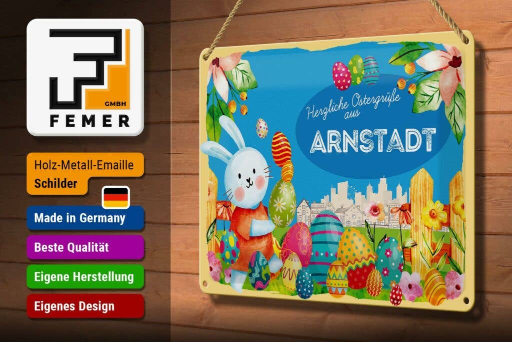 Femer - Wholesale Sign - Easter Easter greetings tin sign 30x20cm ARNSTADT gift decoration tin sign2