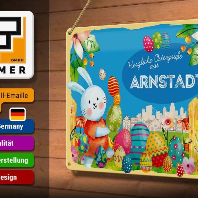 Femer - Wholesale Sign - Easter Easter greetings tin sign 30x20cm ARNSTADT gift decoration tin sign2