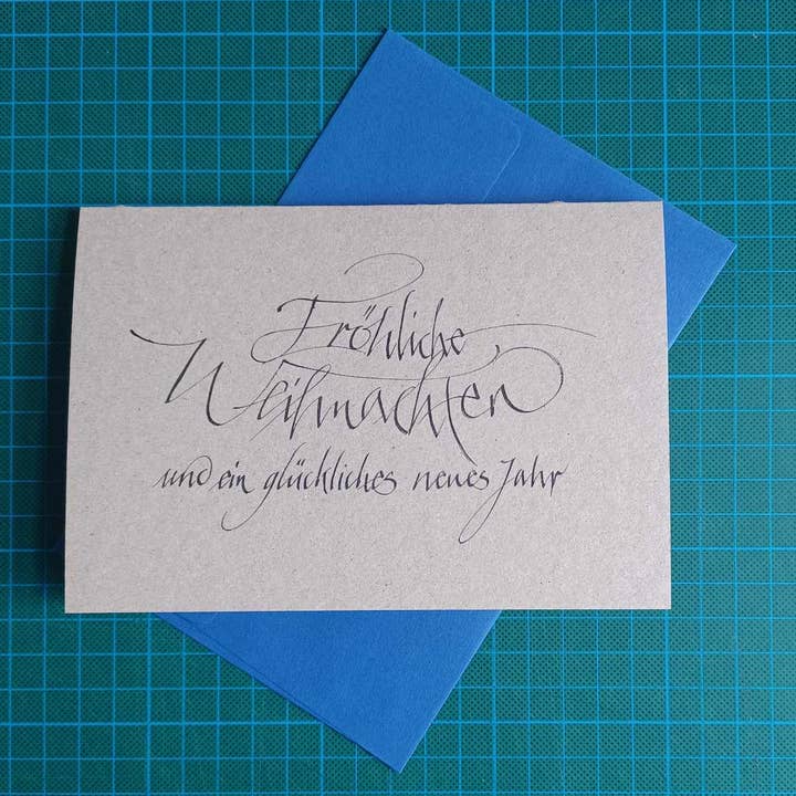 10 cartes grises avec enveloppes bleues : pour Noël et Nouvel An pour la vente par Kettcards