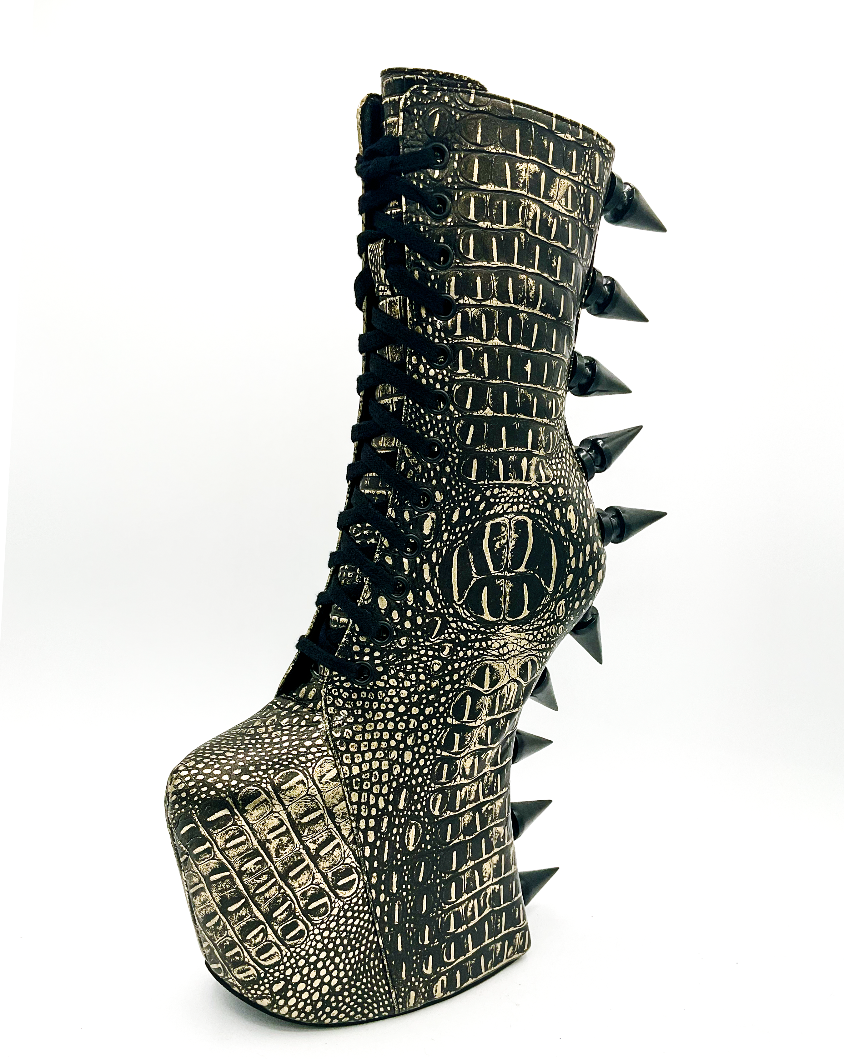 Charla Tedrick Footwear - Wholesale Platform Heels - Women's - Prehistoric Gold Platform Boot1