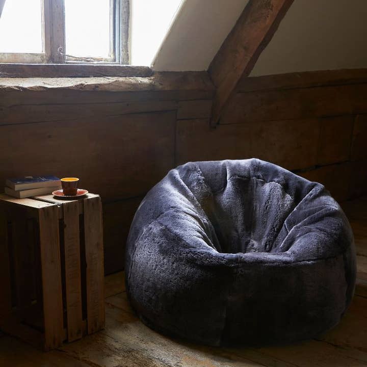 Owen Barry Ltd - Wholesale Chair - Sheepskin Beanbag British Graphito Grey | Large by Owen Barry