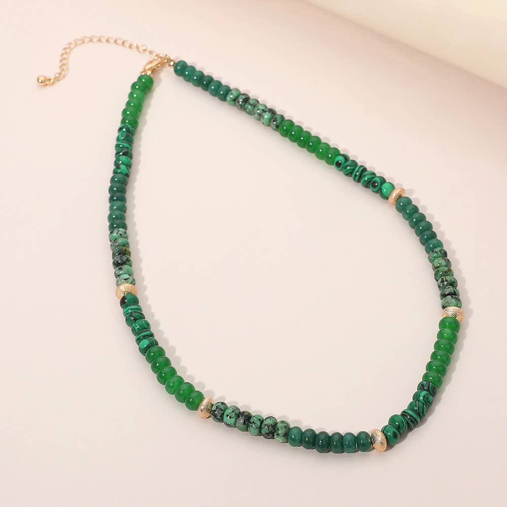 Sensibling Corp. – wholesale Beaded/pearl necklace – Gold Accent Spacer Marbled Resin Beaded Necklace8