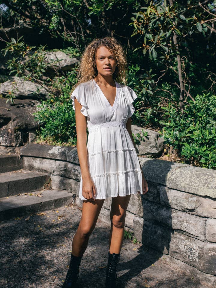 Hannah Ruffle Mini - White for wholesale by Stevie Aura