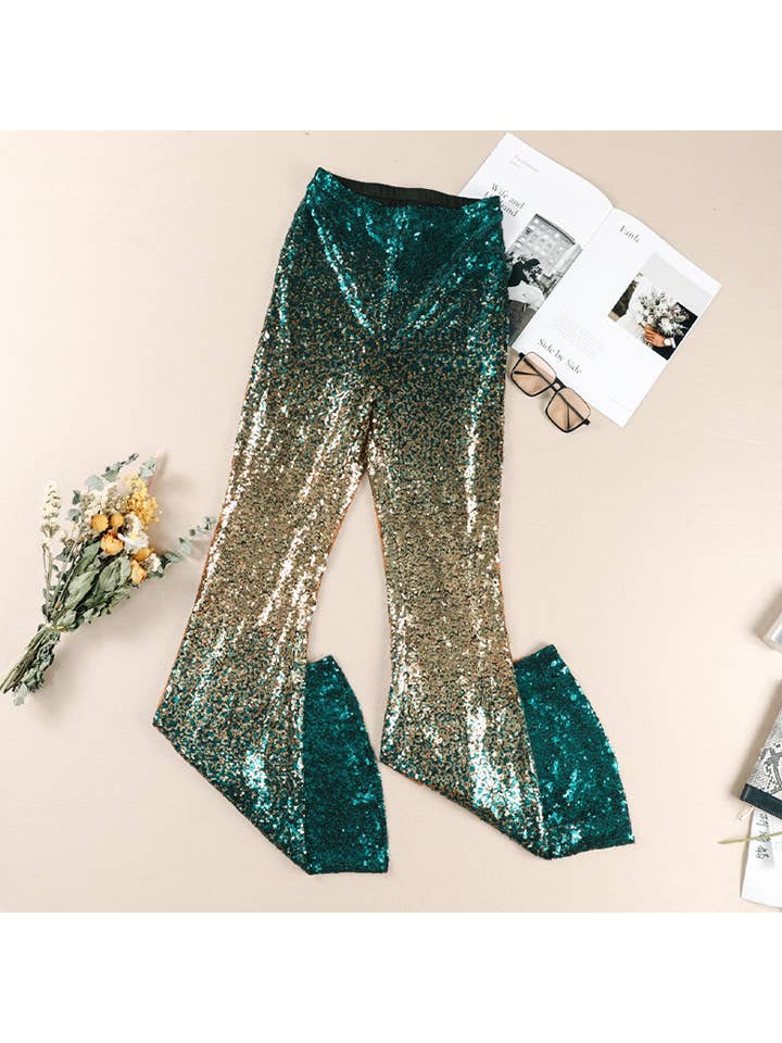 HIDDENBRAND - Wholesale Pants - Women's - High Waisted Wide Leg Gradient Flared Pants5