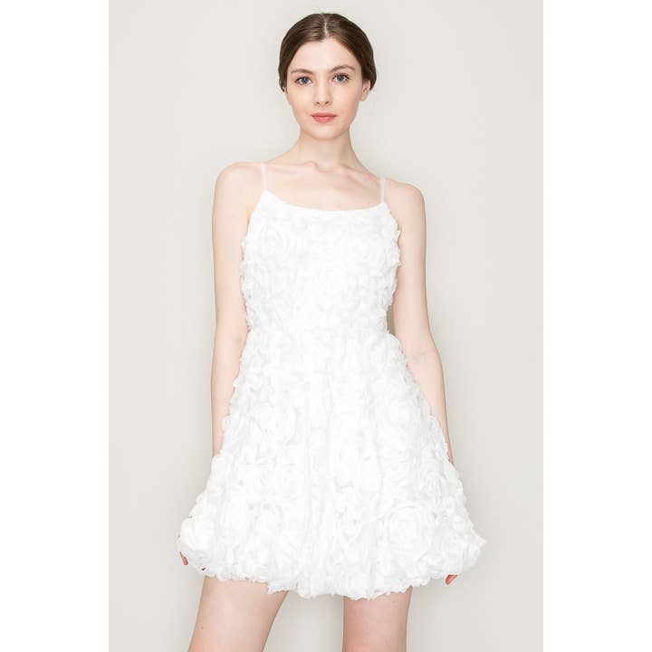 INA - Wholesale Dress - Women's - Cotton Sleeveless Floral Applique Mini Dress