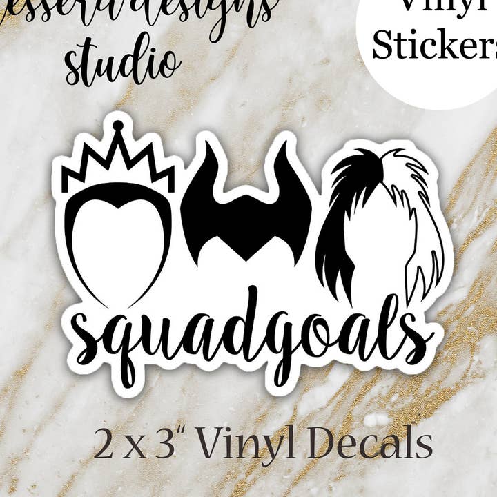 Villains Squad Goals Premium Vinyl Sticker for wholesale by Ressera Designs