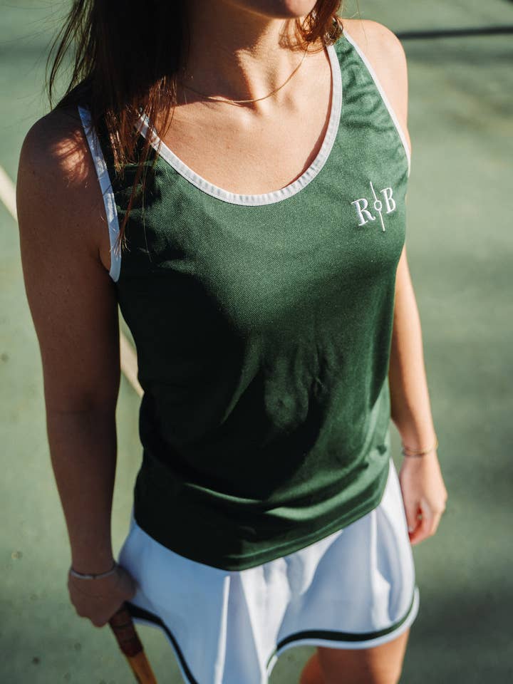 Débardeur de tennis vert et blanc pour la vente par Revers Boisé