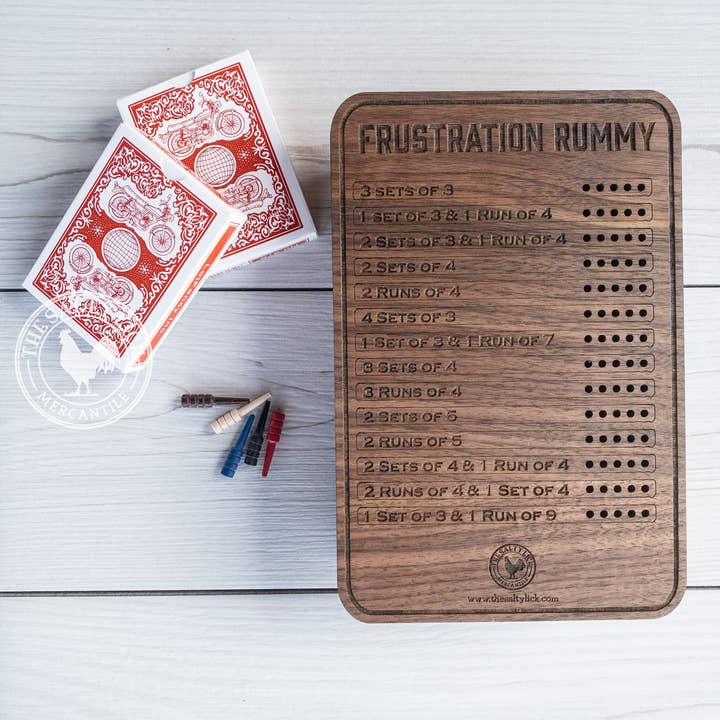 The Salty Lick Mercantile - Wholesale Board Game - Frustration Rummy - Laser Cut Board Game (Updated Version)