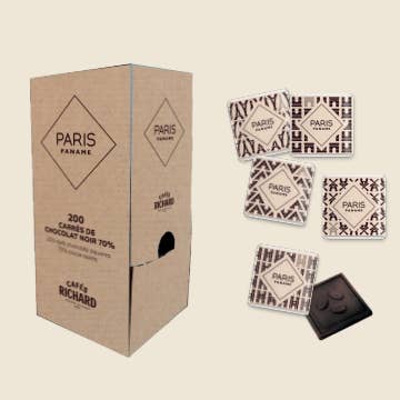 Paris Dark Chocolate Squares, 200 chocolates/box for wholesale by Cafés Richard Coffee & Tea