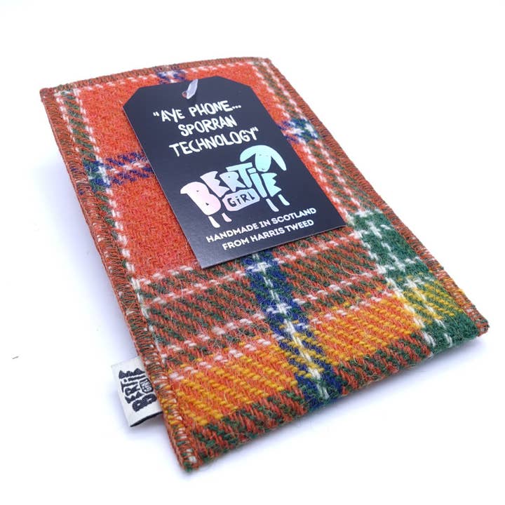 Telefon Sporran - Orange Tartan for engroshandel hos Bertie Girl