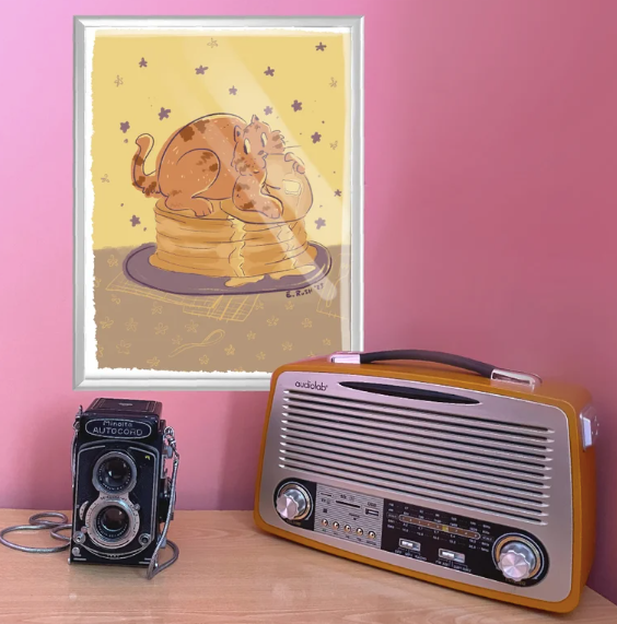 Spring Fox Studios - Wholesale Art Print - Breakfast Cat 8.5x11" art print1