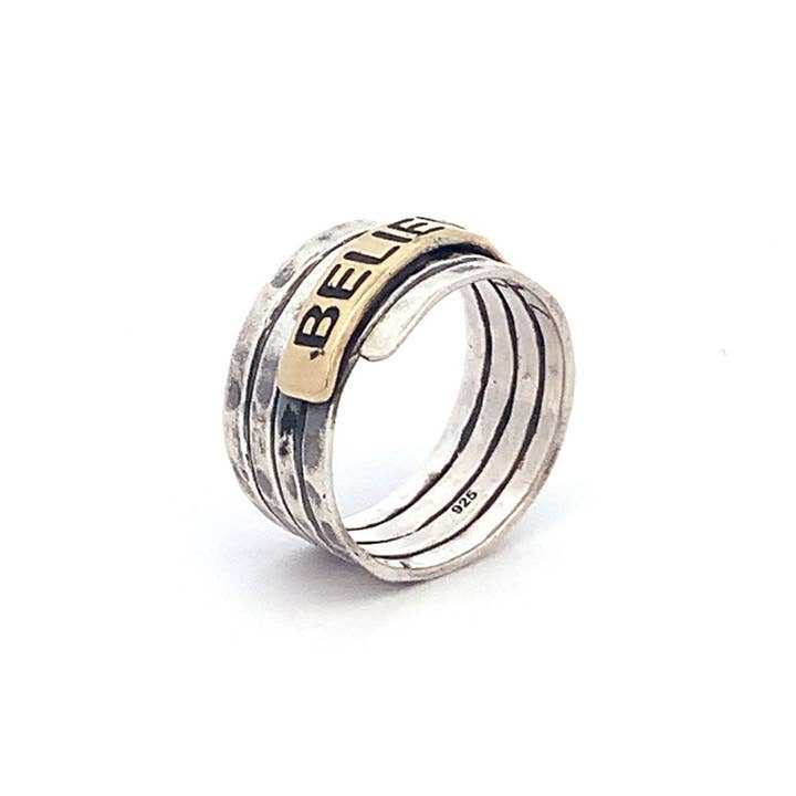 Believe Sterling Silver Hammered Finish Ring Believe Sterling Silver Hammered Finish Ring