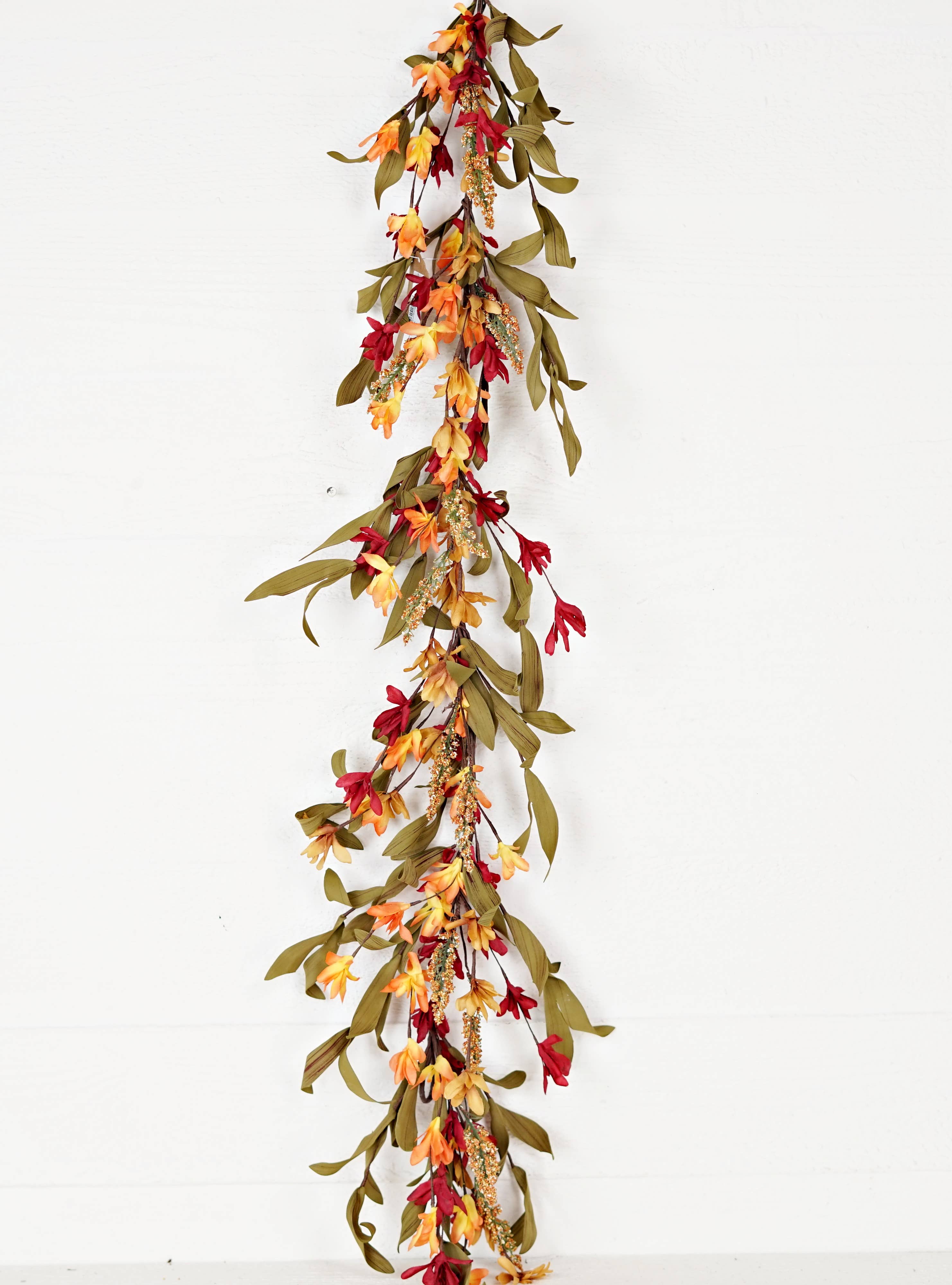 Impressive Enterprises, Inc. - Wholesale Bunting/Garland - 530161- 4ft Garland-Orange Burgundy wild flower with heather2
