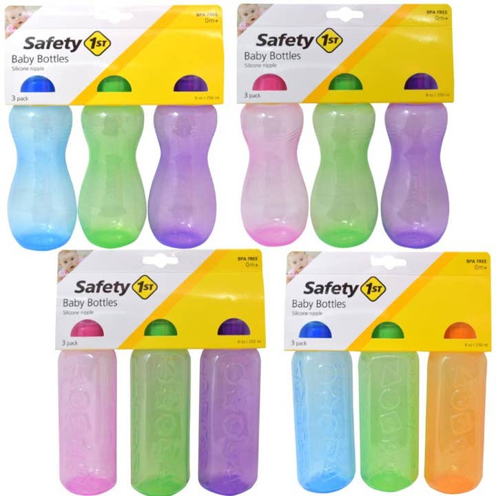 Safety 1st 3 Pk 8oz Triangle & Grip Baby Bottle for wholesale by Deluxe Import Trading