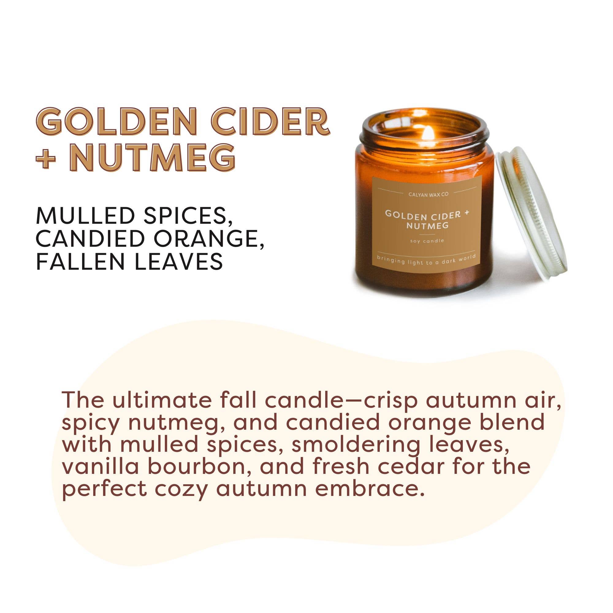 Calyan Wax Co. - Wholesale Pot/gevulde kaars - Gouden Cider + Nootmuskaat - Mini Amber Pot Soja Kaars1