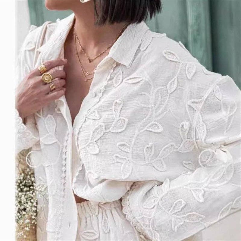 BIANCO Coordinato alla moda in jacquard di seta bianca in vendita all'ingrosso su Faire6