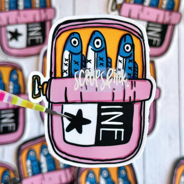 Sardine Art & Kindle Stickers, Bookish Luggage Gift for wholesale by Scraps & ink