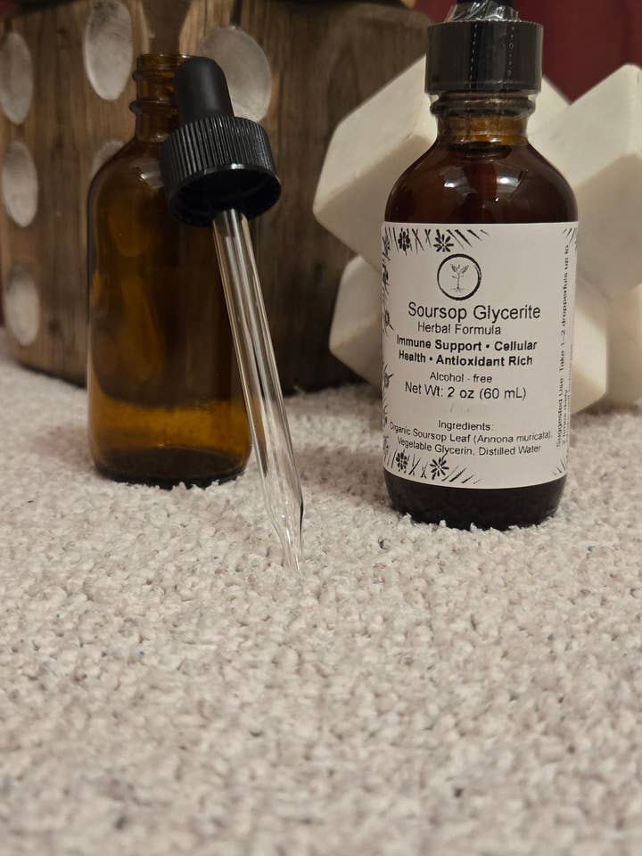 Soursop Tincture/Glycerite Herbal Formula for wholesale by Radiant Roots Herbs and Wellness