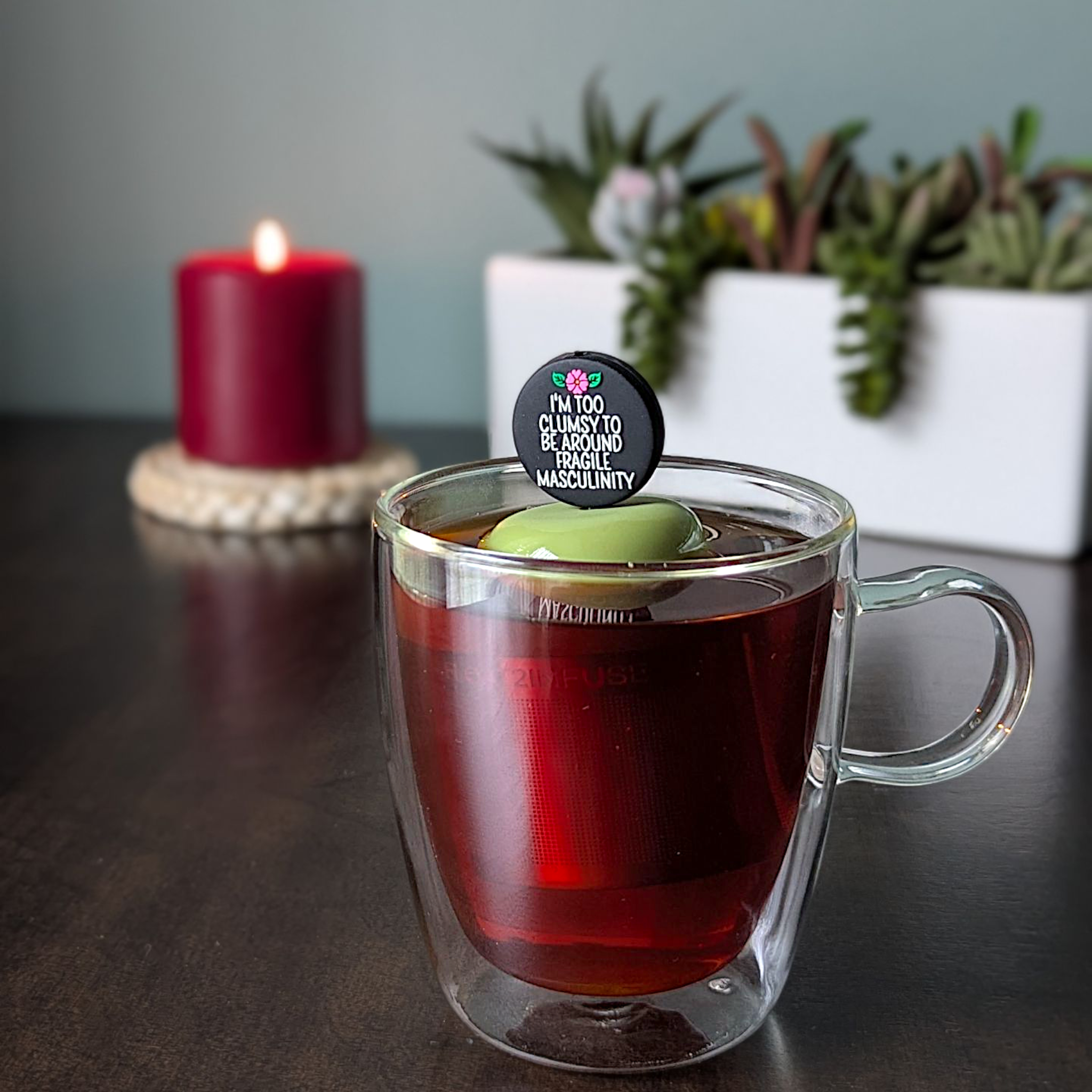 Float2infuse Tea Infuser – Coador/infusor de chá por atacado – Demasiado Desajeitado | Infusor de Chá Flutuante | Base Verde | Preto2