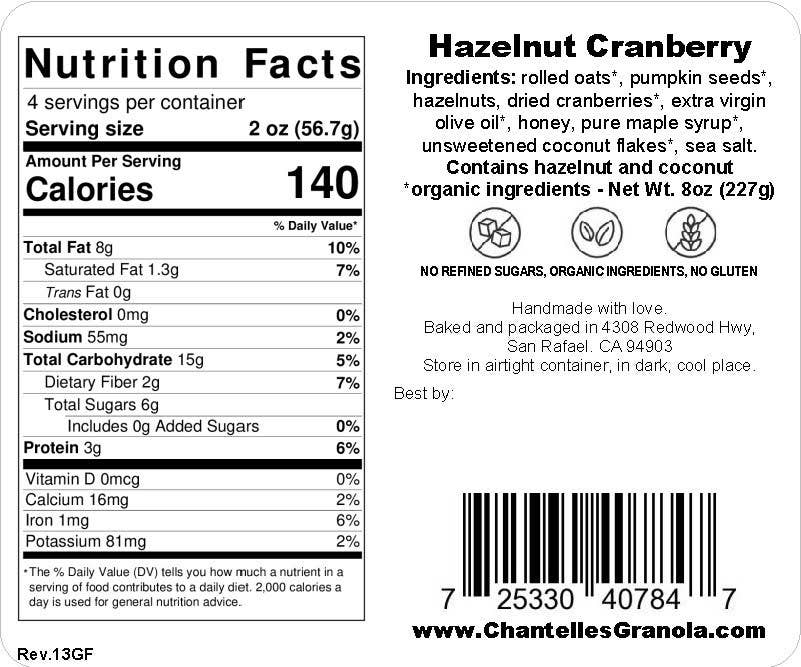 Chantelle's Granola - Wholesale Granola - Granola: Hazelnut Cranberry2