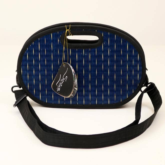 Baskets of Cambodia - Wholesale Clutch Bag - Women's - Mini Oval Collapsible Traveler Clutch W/ Handle & Strap2