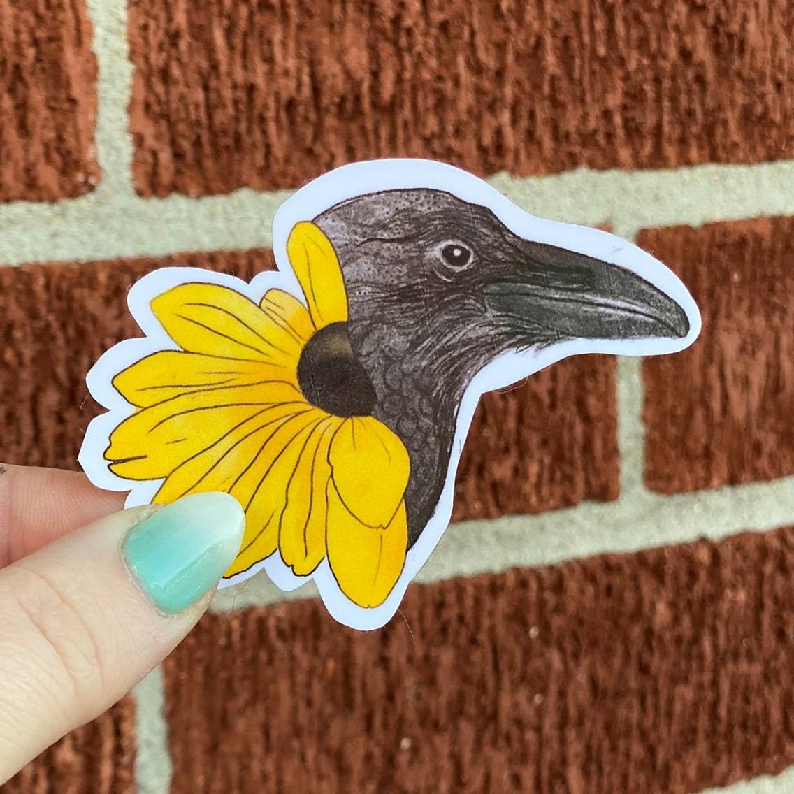 the weird emporium - Wholesale Sticker - 3" Raven & Flower Sticker1