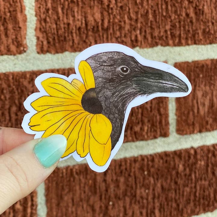 the weird emporium - Wholesale Sticker - 3" Raven & Flower Sticker1