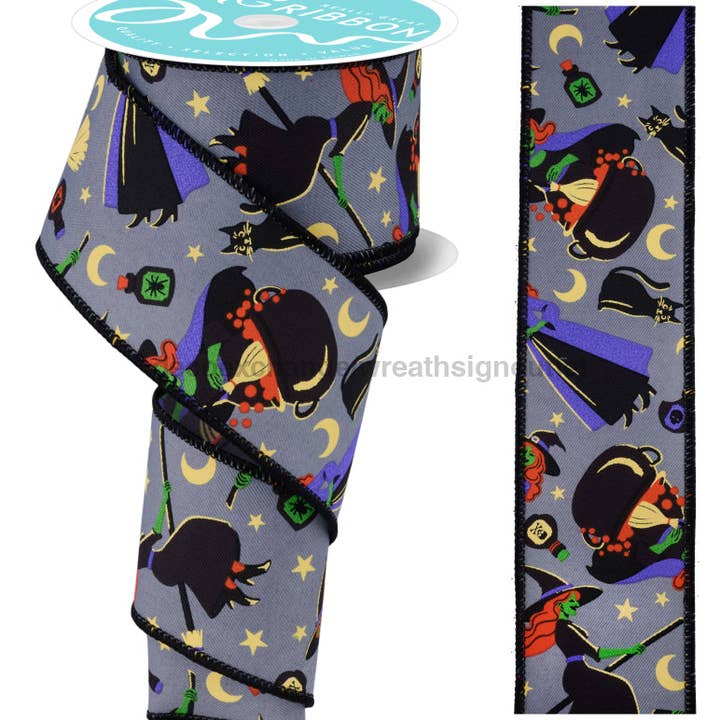 2.5"X10Yd Vintage Witch Grey/Multi RGF198010 for wholesale by DecoExchange