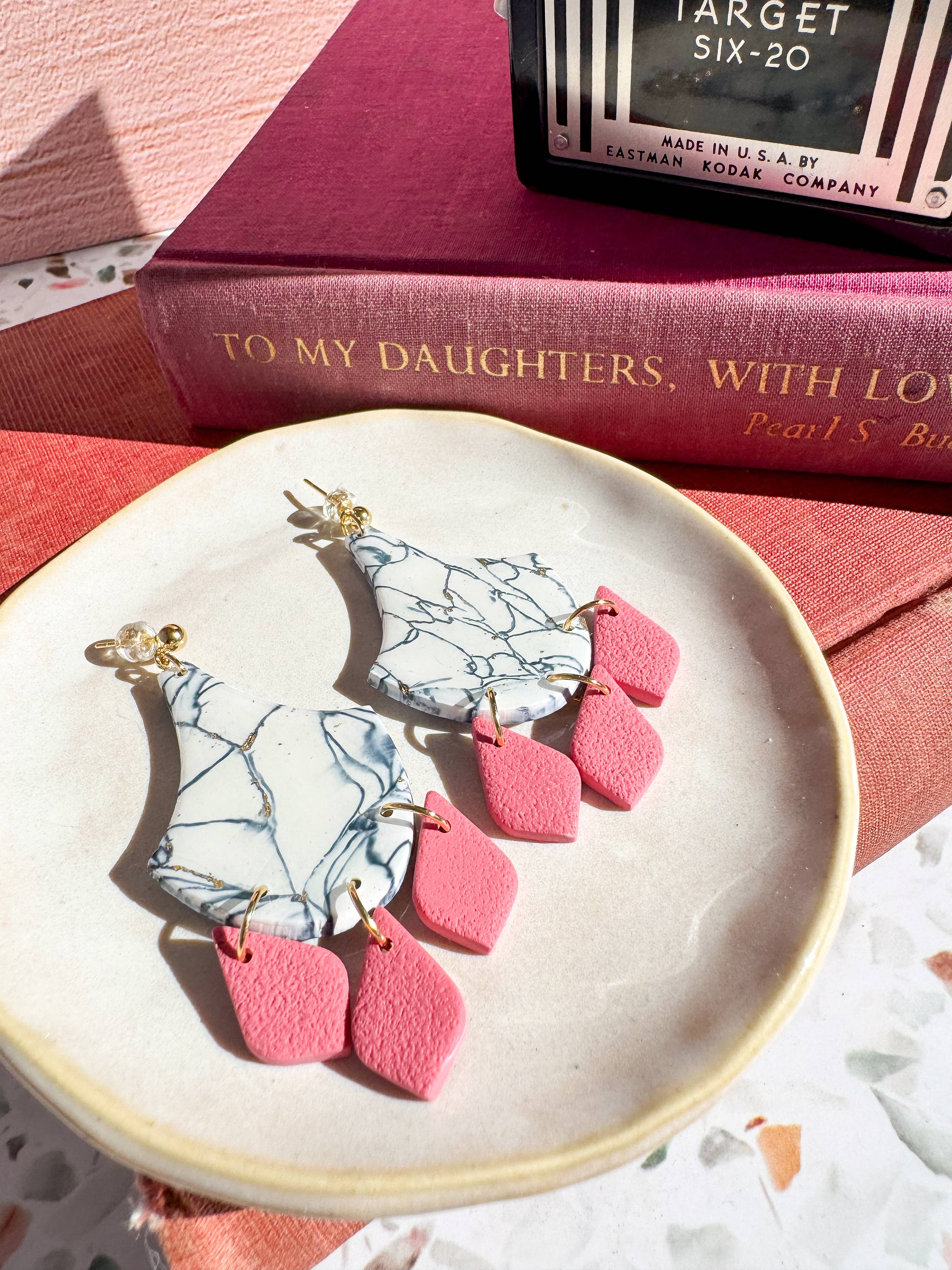 Anam Cara Clay Goods - Wholesale Dangle Earrings - Marbled Cherish Drop Earrings-Polymer Clay10