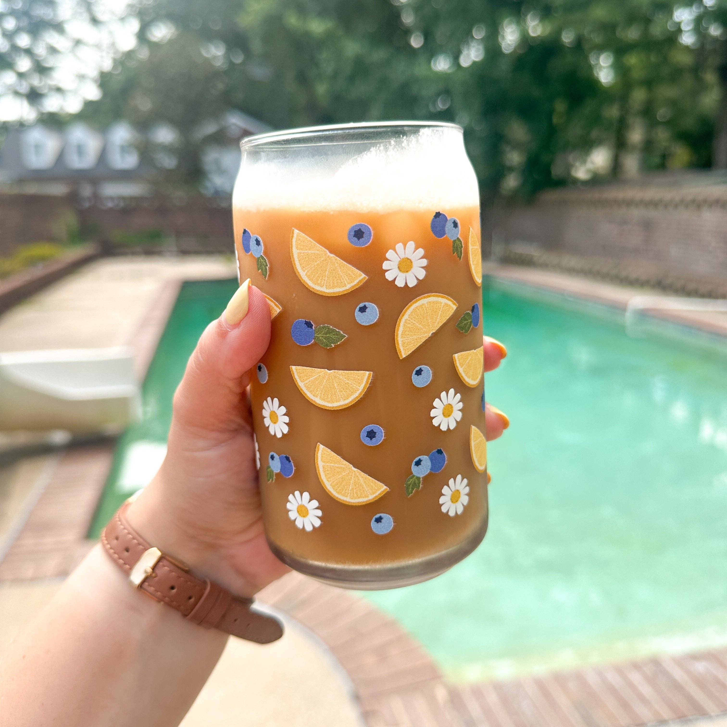 Oak Shore Collective LLC - Wholesale Drinking Glass/Cup - Blueberry Lemonade | Glass Tumbler0