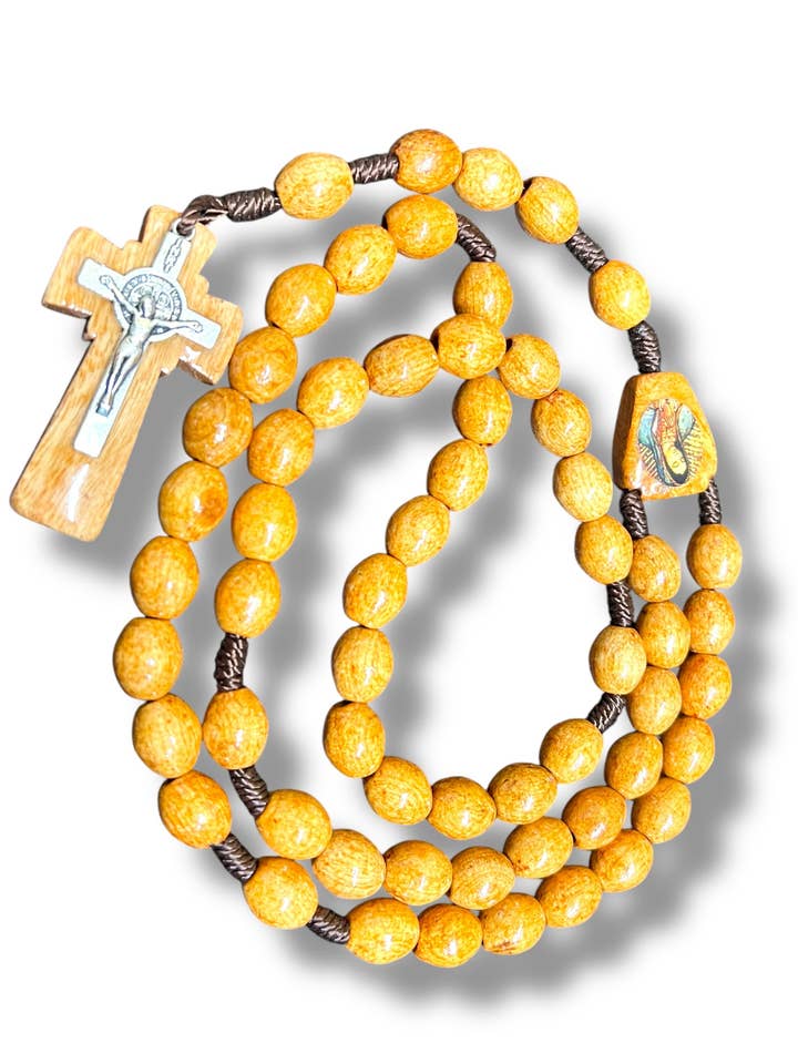 OUR LADY OF GUADALUPE WOODEN ROSARY for wholesale by SAN JUDITAS RELIGIOUS ARTICLES