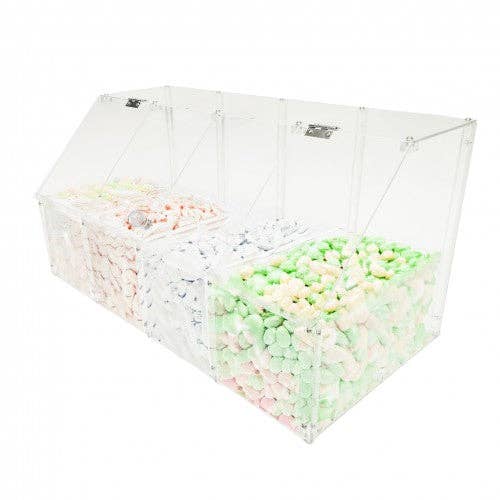 FixtureDisplays® 24 x 12 x 12" Acrylbak Plexiglas Organizer 4 Vakken Displaybak voor Snoep, Ontbijtgranen, Chocolade Koffiebonen Montagevideo Beschikbaar 10206 voor wholesale door FIXTUREDISPLAYS