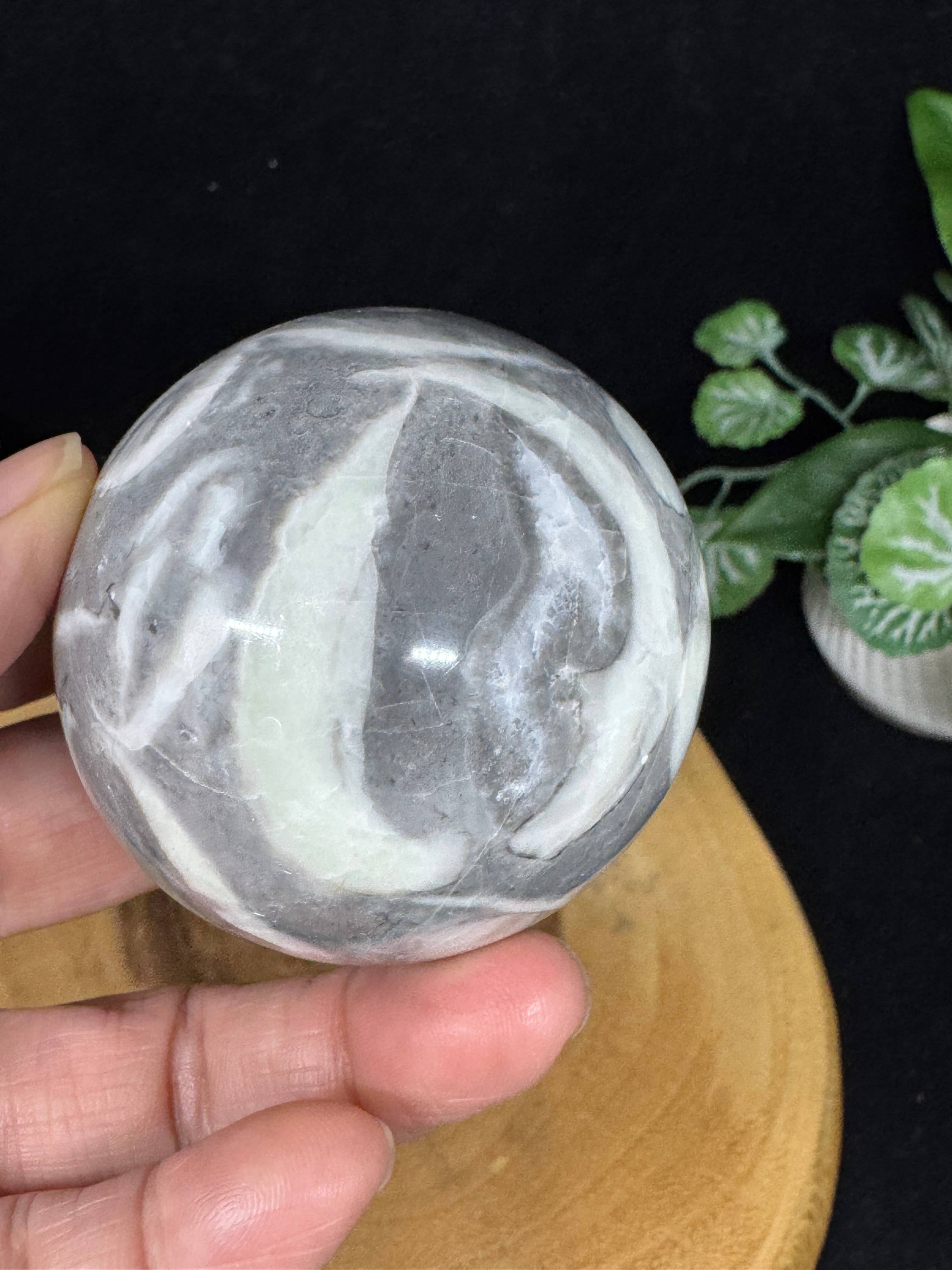 The 7 Directions - Wholesale Spiritual Stone/Crystal - 7 pc Mica Iolite fire quartz sphere w/ display stand G9968