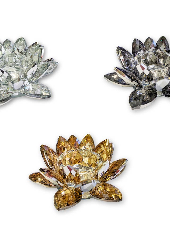 Lotus Crystal Tea-Light Candle Holder for wholesale by Collection by Nouvelle