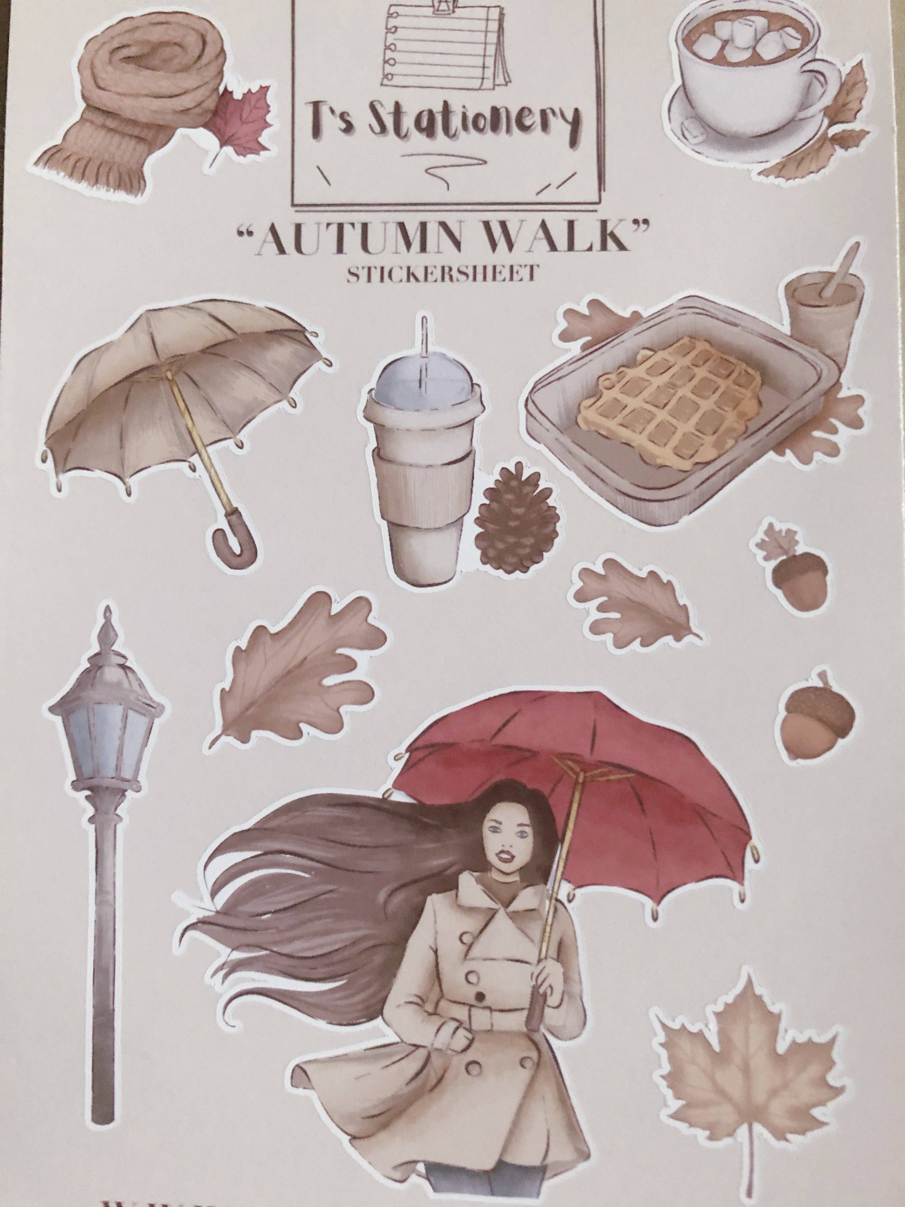 T's Stationery - Wholesale Sticker - "Autumn Walk" Sticker Sheet2