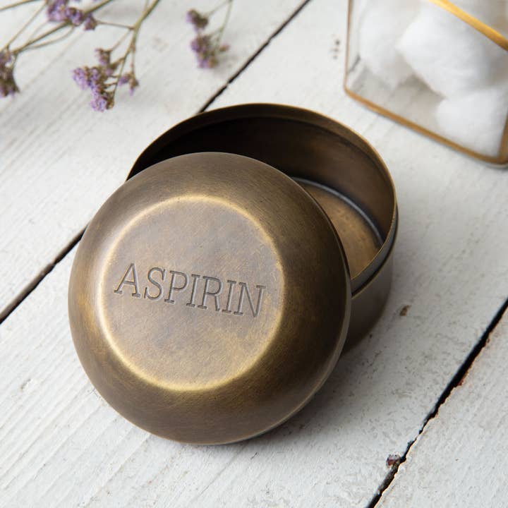 CTW Home Collection - Wholesale Decorative Box - Antique Brass Aspirin Pill Box