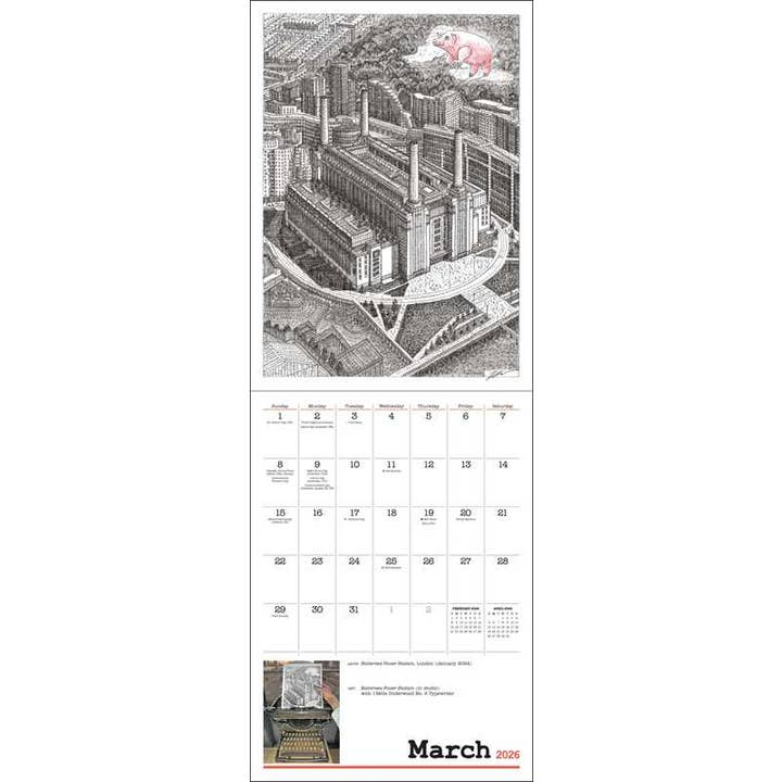 Simon & Schuster - Wholesale Calendar - James Cook Typewriter Artist 2026 Wall Calendar by James Cook2