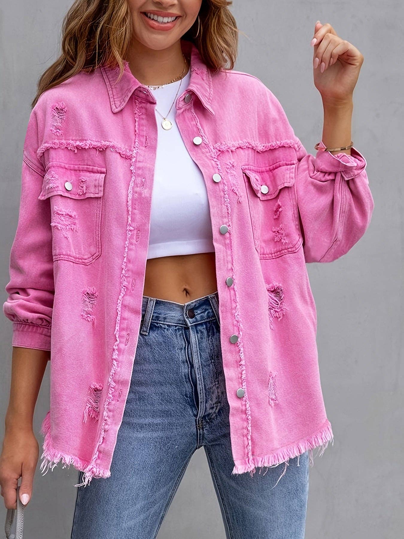 Marayn - Wholesale Denim Jacket - Women's - 2025 Oversized Denim Jacket Womens Distressed Style47