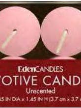 Votive Candles Unscented- Pack of 8 - Pink for wholesale by Eden Candles / David Oreck Candles