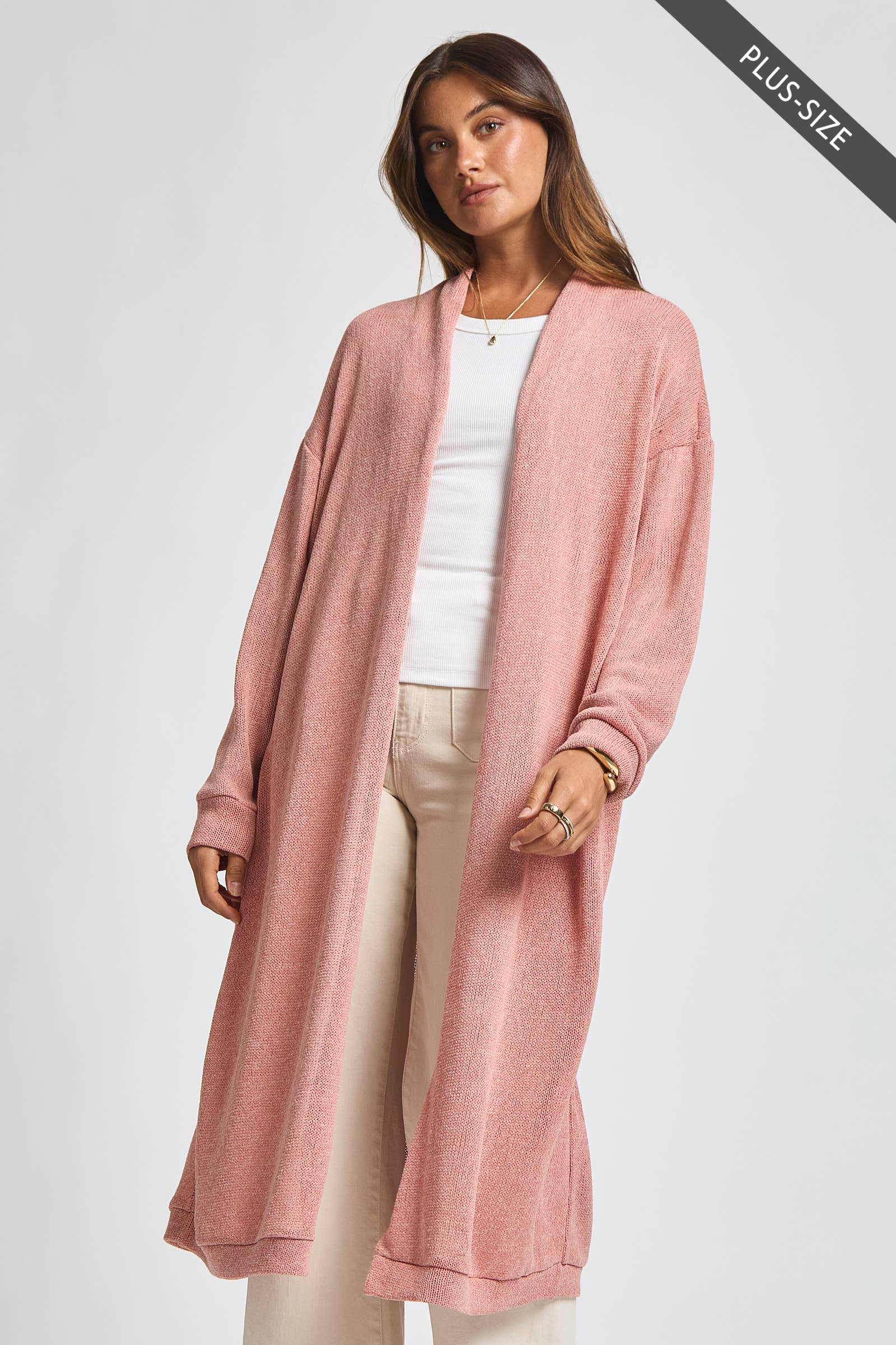 Dear Scarlett - Venta al por mayor Cárdigan - Mujer - Cárdigan Largo Relajado Talla Grande14